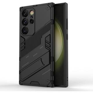 Samsung Galaxy S24 Ultra Hybrid Håndværker Bagside Cover m. Kickstand - Sort