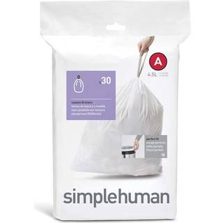 Simplehuman Kode A skræddersyede affaldsposer, pakke med 30, hvid