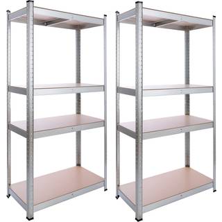 Arebos® 2x Kraftig reol 160 x 80 x 40 cm, værkstedsreoler - bæreevne 320 kg - sølv