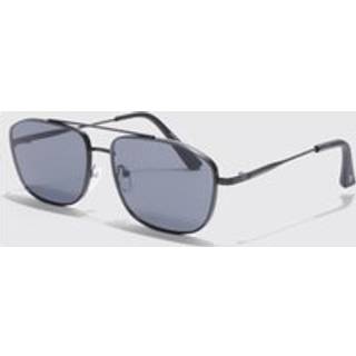 Mens Black Metal Deep Frame Navigator Sunglasses