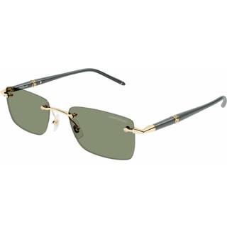 Montblanc Mand MB0344S 005 Solbriller Metal Guld Grøn Firkantet