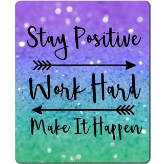 Amcove Gaming Mouse Pad Custom Stay Positive Work Hard and Make It Top Inspirational Citater Mousepads Art Purple Green Glitter Black Citat