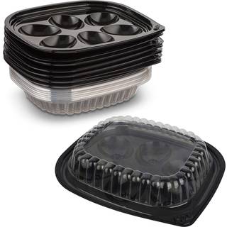 MT -produkter Clear Deviled Egg Containers har 6 æg 6,5 """" X 5,63 """" X 1,19 """" - Holdbart ægfadbakke (pakke med 12) - lavet i USA
