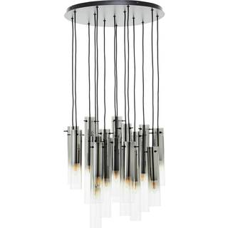Hængelampe Glasini, Ø 52 cm, røggrå, 14-lys, glas