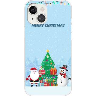 iPhone 15 Fleksibelt Plast Bagside Jule Cover - Merry Christmas - Julemand og Snemand