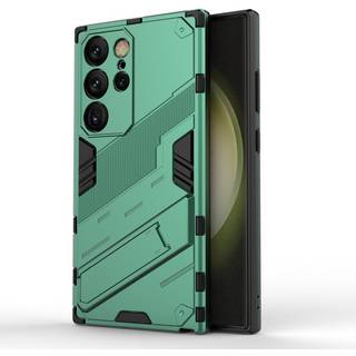 Samsung Galaxy S24 Ultra Hybrid Håndværker Bagside Cover m. Kickstand - Grøn
