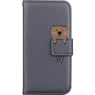 Samsung Galaxy S24+ (Plus) Flip Cover m. Strop / Ståfunktion / Kortholder - Grå (Hund)