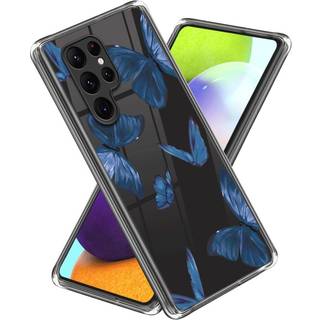 Samsung Galaxy S24 Ultra Fleksibelt Plastik Bagside Cover m. Motiv - Blå Sommerfugle