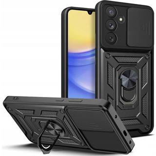 Samsung Galaxy A15 (5G) / A15 Tech-Protect Camshield Cover m. Magnetisk Fingerring & Ståfunktion - Sort