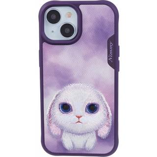 iPhone 15 Hybrid Bagside Cover m. Dyremotiv & Brodering - Kanin