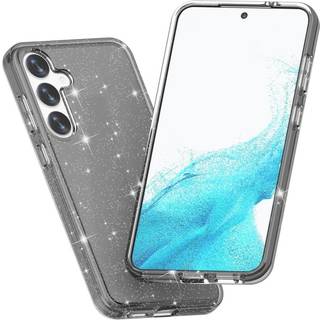Samsung Galaxy S24 Hybrid Plastik Bagside Cover - Sort Glitter