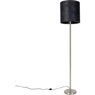 Moderne gulvlampe stål med skærm sort 40 cm - Simplo
