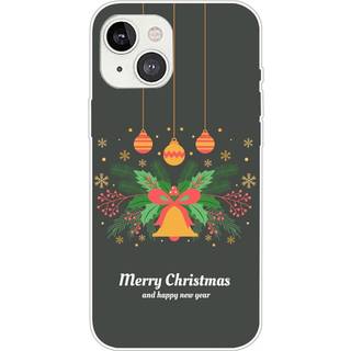 iPhone 15 Fleksibelt Plast Bagside Jule Cover - Merry Christmas - Julekrans og Juleklokke