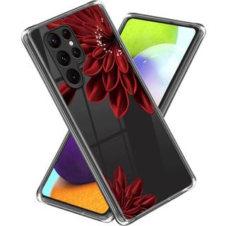 Samsung Galaxy S24 Ultra Fleksibelt Plastik Bagside Cover m. Motiv - Rød Blomst