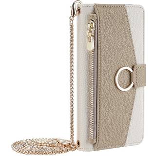 iPhone SE (2022 / 2020) / 8 / 7 Læder 2-i-1 Flip Cover m. Pung & Crossbody Taske Funktion - Creme