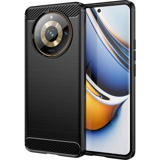 Realme 11 Pro+ 5G / 11 Pro 5G Brushed Carbon Bagside Cover - Sort