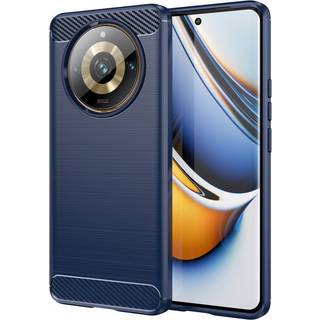 Realme 11 Pro+ 5G / 11 Pro 5G Brushed Carbon Bagside Cover - Blå