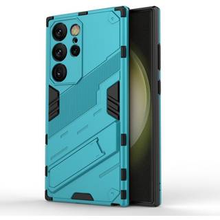 Samsung Galaxy S24 Ultra Hybrid Håndværker Bagside Cover m. Kickstand - Blå