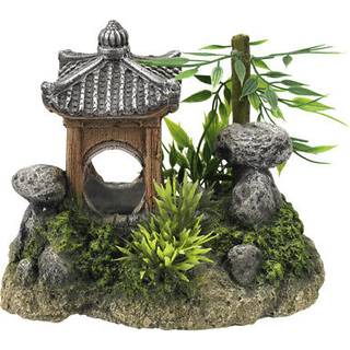 Akvariedekoration - Asian Temple med plants