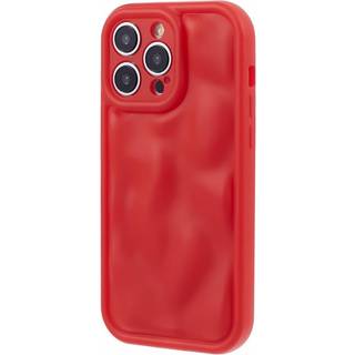 iPhone 15 Pro Max Fleksibelt Plastik Bagside Cover m. Bølget Udseende - Mat Rød