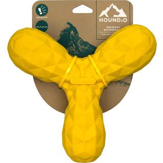 Hound2O Udendrs Hundelegetj | Knirkende Boomerang tyggetj til hunde | Lys gul farve til interaktiv leg | Holdbart legetj lavet af ikke-giftig