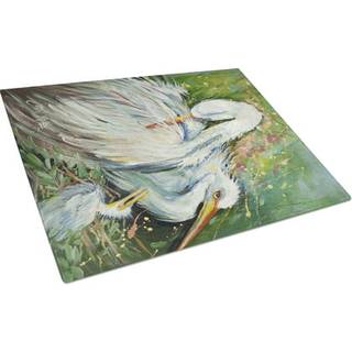 Carolines skatte JMK1139LCB White Egret i regnglasskæringsbrættet Stort dekorativt tempereret glasskæreskæring og serveringsplade i stor størrels