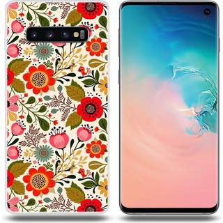 Samsung Galaxy S10 mønstret etui - Livagtige Blomster