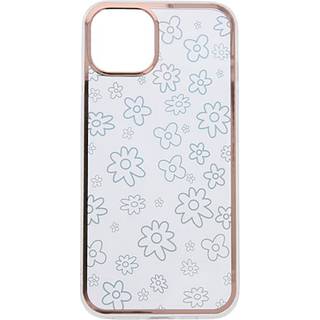 iPhone 14 Pro Hybrid Plastik Cover m. Holografisk Print - Blomster Motiv - Gennemsigtig