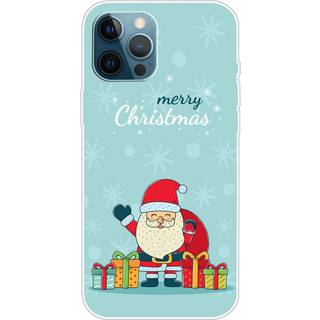 iPhone 15 Pro Fleksibelt Plast Bagside Jule Cover - Merry Christmas - Glad Julemand med Gaver