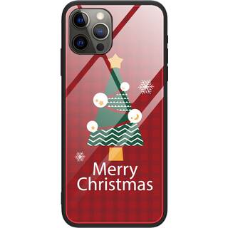iPhone 15 Pro Jule Bagside Cover m. Glasbagside - Merry Christmas - Juletræ