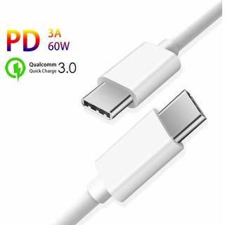 SiGN Hurtigopladningskabel USB-C til USB-C 60W, 3A, PD, 0,25m - Hvid