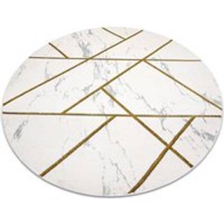 Tæppe EMERALD eksklusiv 1012 cirkel - glamour, stilfuld marmor, geometrisk fløde / guld cirkel 160 cm