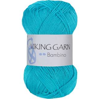 Viking Bambino 422 Aqua Indhold: 50% Bambus, 50% bomuld Vægt/længde: 50 g = ca. 176 meter Anbefalet pind:3 mm Anbefalet hæklenål:2.5 mm Strikkefasthed: 10 cm = 28 m Vask:40°C / Tørres fladt.