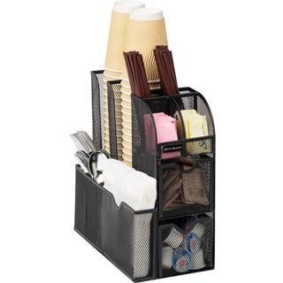 Mind Reader Cup og Condiment Station bordplade Arrang?r Coffee Bar Kitchen Metal Mesh 5.75 """" L X 11 """" W X 11.5 """" H Black