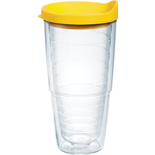 Tervis Clear & farverig l?g lavet i USA Double Walled Isoleret Tumbler Travel Cup holder drikkevarer koldt og varmt 24 oz gult l?g