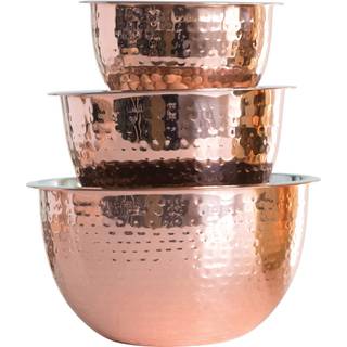 Kreativ co-op hamrede rustfrit stålskåle i kobberfinish (sæt med 3 størrelser)