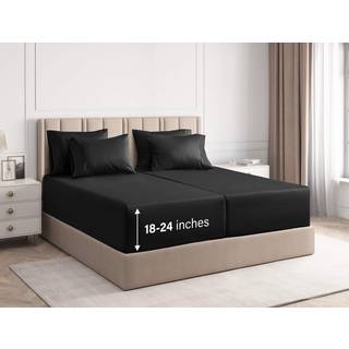 Ekstra Deep Split King Sheet Set - 7 Piece Breathable & Cooling Sheets - Hotel Luxury Bedark Set - Easy & Secure Fit - Soft Wrinkle Free & Comfy