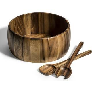 Kalmar Hjem 12-tommer Acacia Wood Ekstra stor glat salatskål med servere