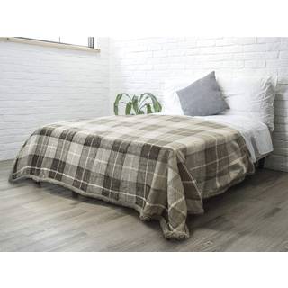 Pavilia taupe plaid sherpa kast t?ppe til sofa dobbelt bl?d plys flanel t?ppe og kaster til seng sofa varm hyggelig vinter julet?ppe vendbar fuzz