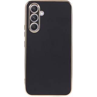 Samsung Galaxy A25 (5G) Fleksibelt Plastik Bagside Cover m. Guld Kant - Sort