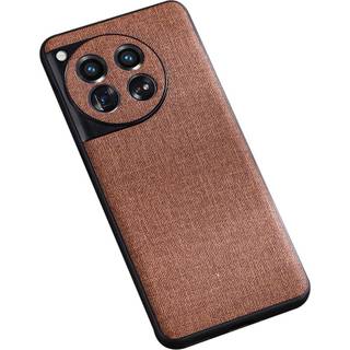 OnePlus 12 Stofbetrukket Plastik Bagside Cover - Brun