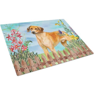 Caroline's Treasures CK1238LCB Rhodesian Ridgeback Spring Glass Cutting Board Stor dekorativt tempereret glas Køkkenskæring og serveringsplade St