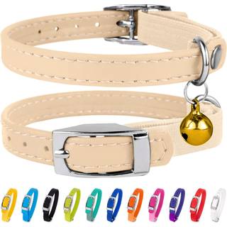 Collardirect læderkat krave kattesikkerhedskrave med elastisk stropp killing krave til kat med klokke sort blå rød orange lime grøn (6-7 tommer b