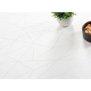 Borddug - 140x320 cm - Damask dug - Hvid tekstildug - Jacquardvævet dug med geometrisk mønster - Lang dug