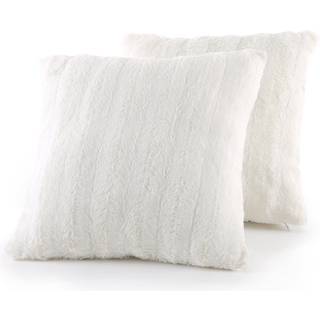 Cheer Collection faux pels kast puder - dekorative puder til sofa seng kaste puder hvide accent puder til sovev?relse eller stue ?stetisk s?t med