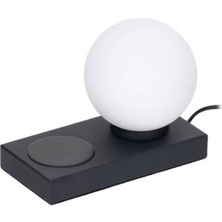 Lindby bordlampe Junis, nikkel, opladningsfunktion Junis, Aluminium/grå/zink, Stue/spisestue, Metal, Moderne