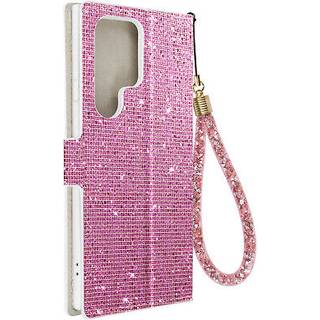 AVIZAR Taske til Samsung S23 Ultra - Pink - Hard Shell - Disco Glitter Design - Video Support