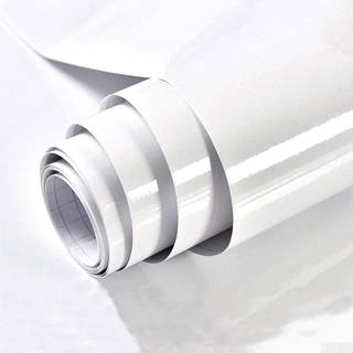 Tanone hvidt tapet vinylpapir selvklæbende film dekorativt papir til vægcovering køkken bordplade skabe garderobemøbler iriserende glitter (15,8