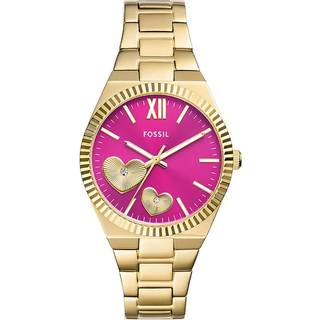 Fossil Scarlette Pink Dial with Gold-Tone Stainless Steel Ladies Watch ES5325