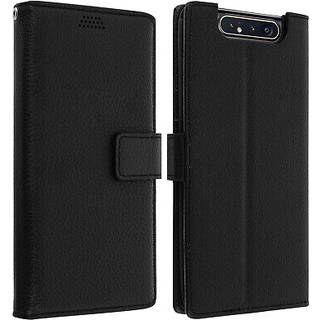 Hus til Samsung Galaxy A80 - AVIZAR - Folio Plånbok Etui - Øko-læder - Video Støtte - Sort